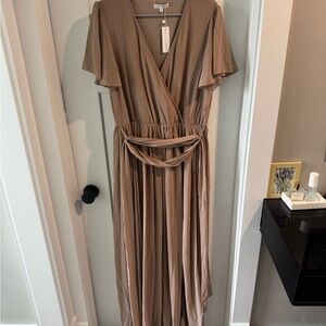 Baltic Born Brown Flutter Sleeve Maxi Gown